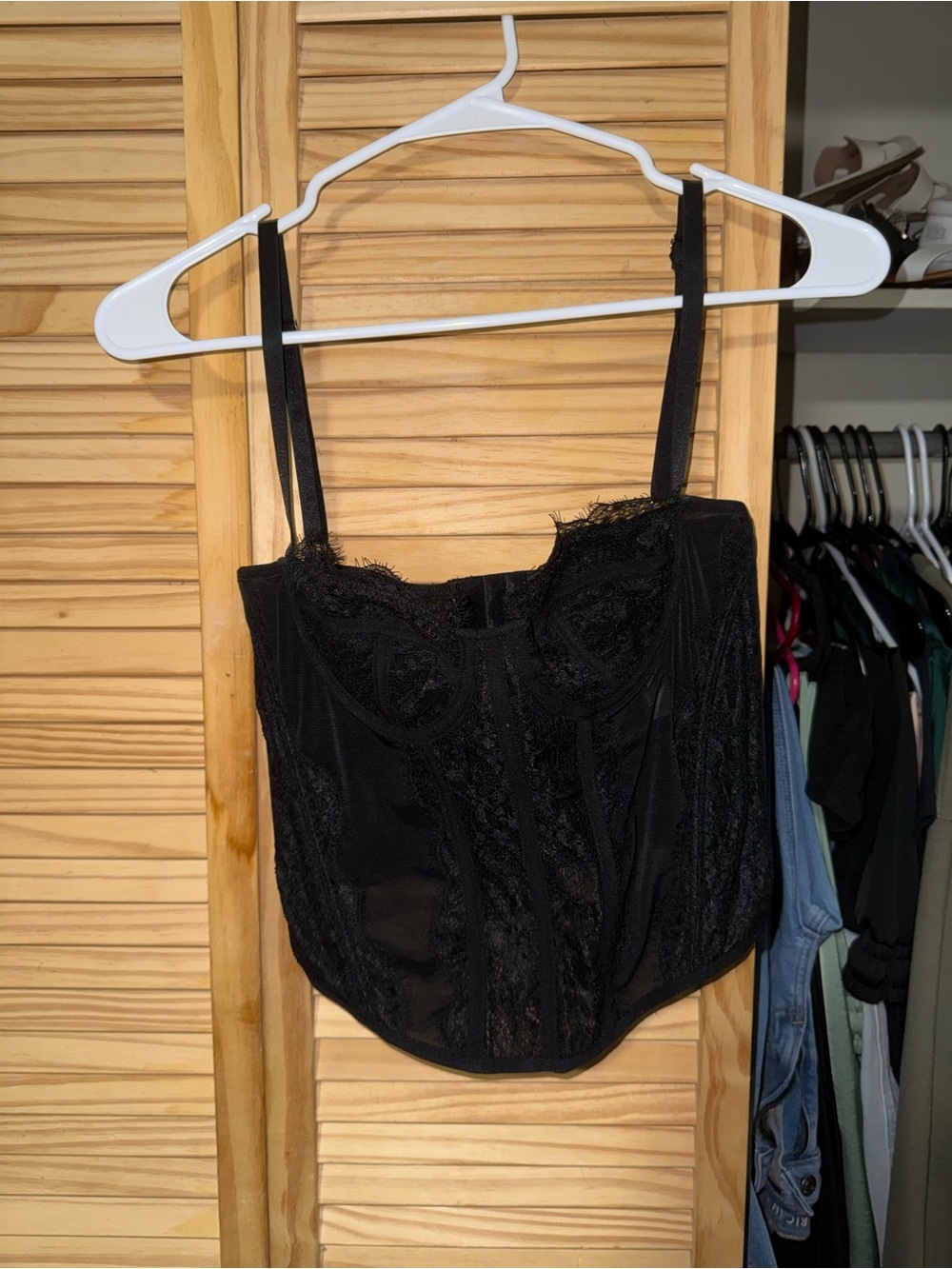 Black Lace Bustier Corset Top with Adjustable Straps